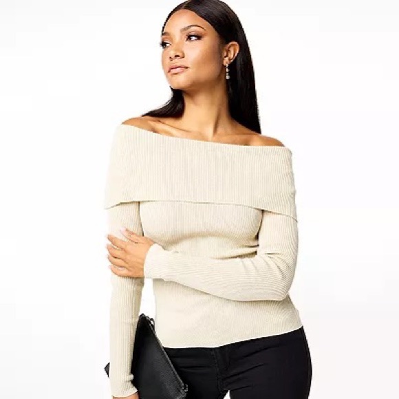 NWT INTEMPO Off-The-Shoulder Long Sleeve Top - Picture 1 of 12